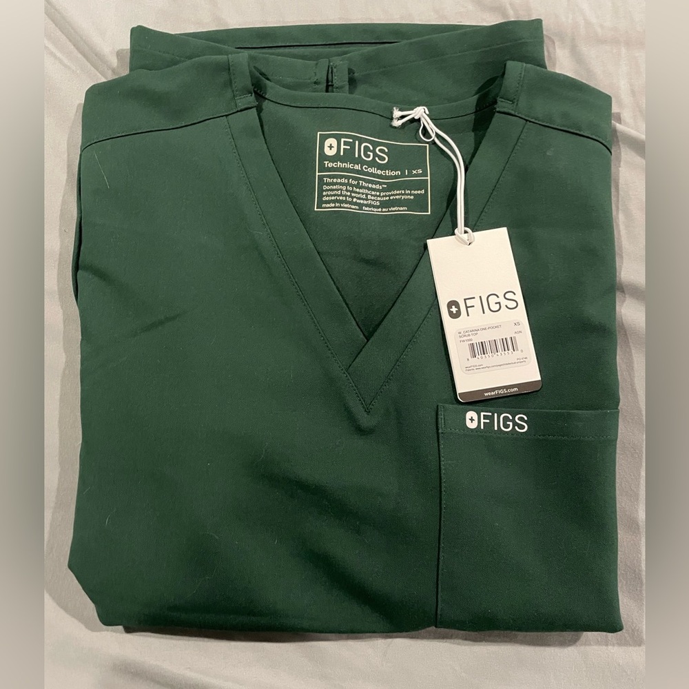 Figs Catarina top XS: British Racing Green